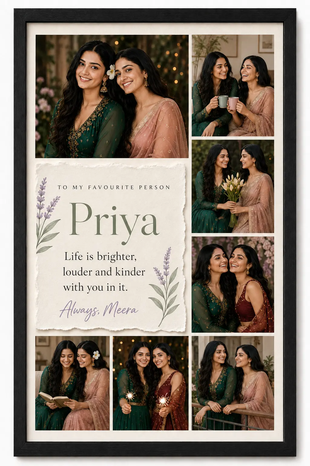 Personalized letter and memory photo collage frame