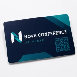 Custom PVC event badge printing with NOVA Conference attendee artwork