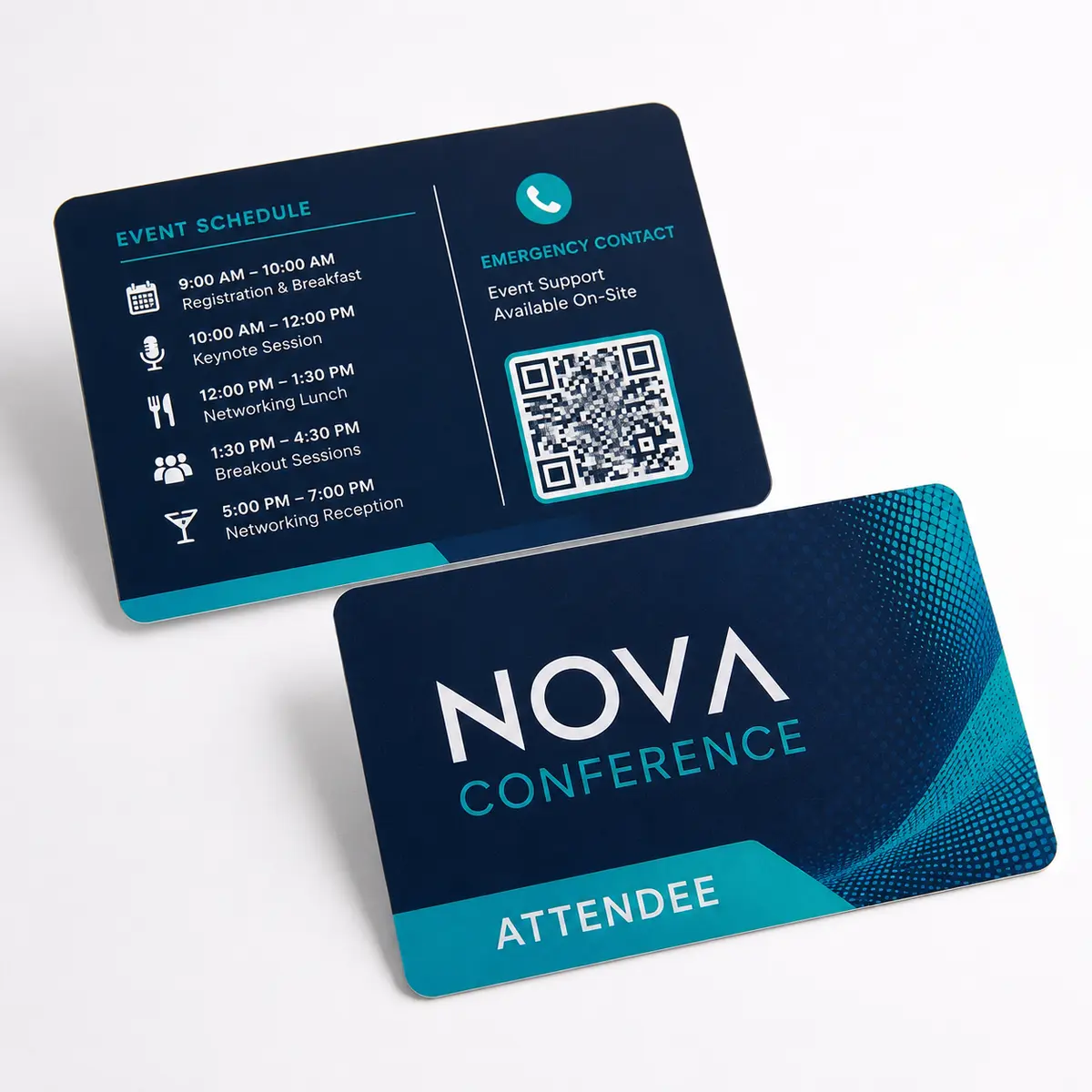 PVC Event & Conference Badge Printing | ₹99 2 Front and reverse views of a custom PVC conference badge