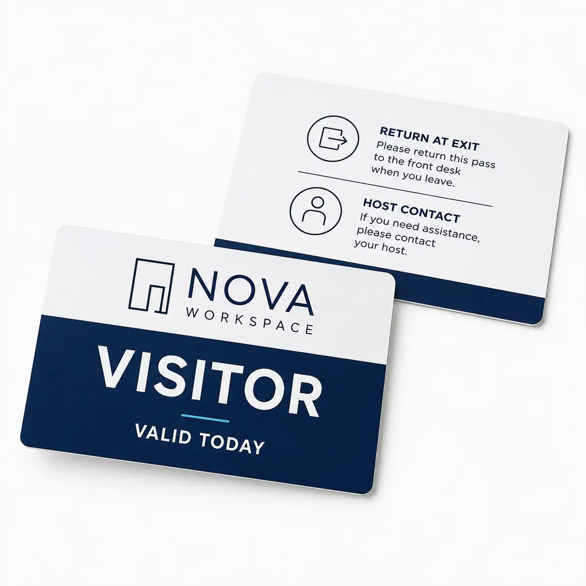 PVC Visitor ID Card Printing Online | ₹99 2 Front and reverse views of a private PVC visitor card