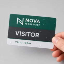 PVC Visitor ID Card Printing Online | ₹99 9 Private PVC visitor card with light water droplets on its surface