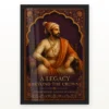 Shivaji Maharaj Legacy Beyond the Crown Photo Frame showing an illuminated-manuscript royal portrait with the message A Legacy Beyond the Crown – Black Frame Main View