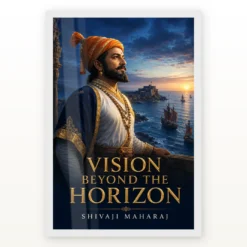 Shivaji Maharaj Vision Beyond the Horizon Photo Frame showing a blue-hour Konkan coast portrait with Sindhudurg and Maratha sailing vessels – White Frame Main View