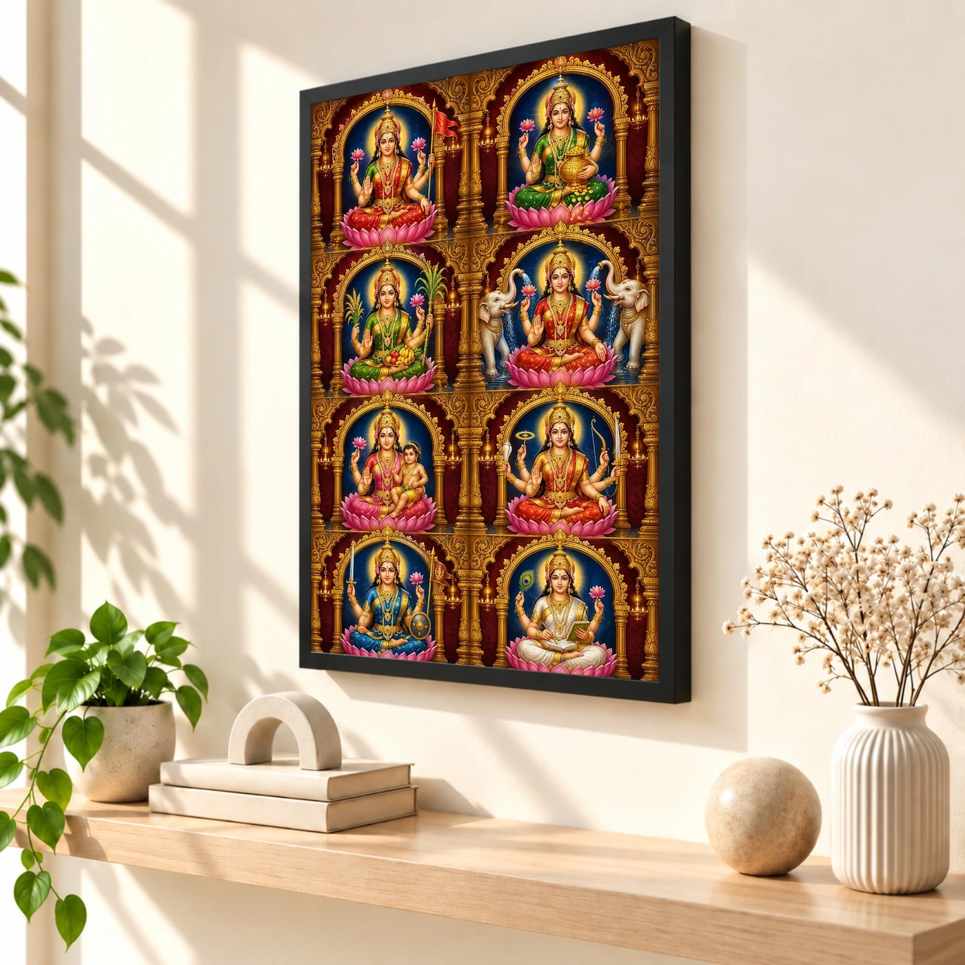 Ashta Lakshmi — Eight Forms of Wealth Frame 54 Ashta Lakshmi — Eight Forms of Wealth Frame — black frame