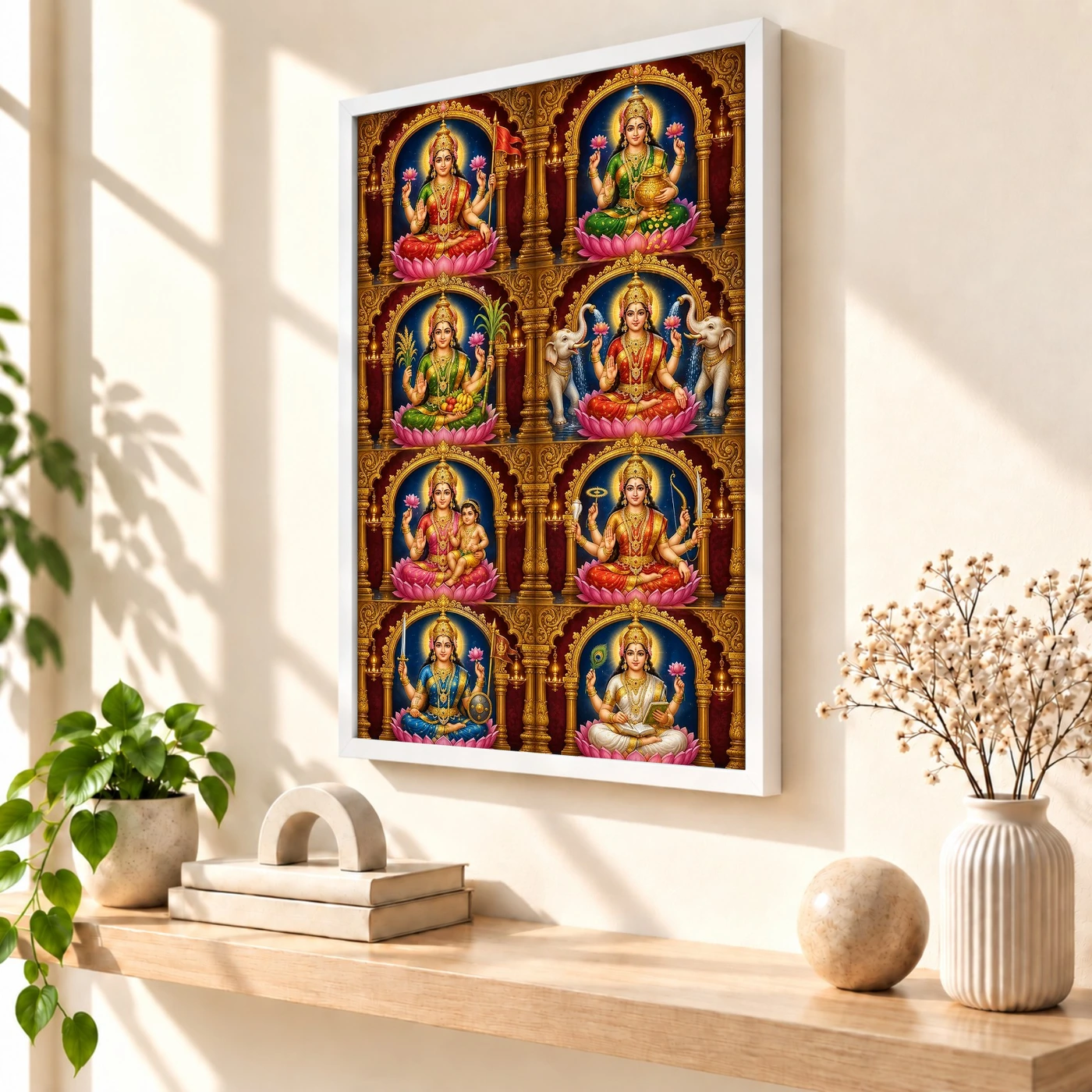 Ashta Lakshmi — Eight Forms of Wealth Frame 55 Ashta Lakshmi — Eight Forms of Wealth Frame — white frame