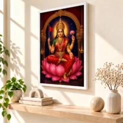 Adi Lakshmi — The Primordial Goddess Frame — white frame warm console