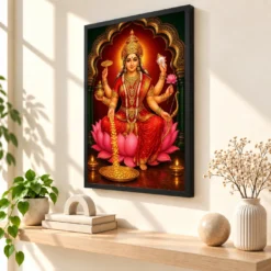 Dhana Lakshmi — Goddess of Wealth Frame — black frame console
