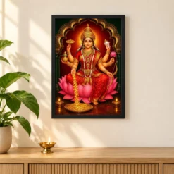 Dhana Lakshmi — Goddess of Wealth Frame 11 Dhana Lakshmi — Goddess of Wealth Frame — black frame pooja shelf