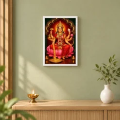 Dhana Lakshmi — Goddess of Wealth Frame 14 Dhana Lakshmi — Goddess of Wealth Frame — white frame distant wall