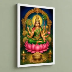Dhanya Lakshmi — Goddess of Grain & Prosperity Frame — white frame angled wall
