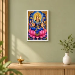 Vijaya Lakshmi — Goddess of Victory Frame — white frame distant wall