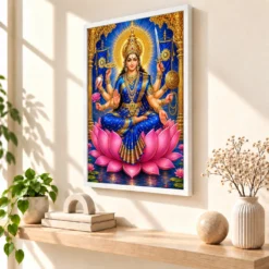 Vijaya Lakshmi — Goddess of Victory Frame — white frame warm console