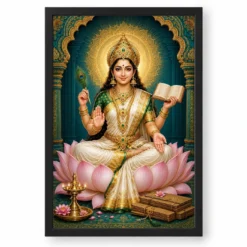 Vidya Lakshmi — Goddess of Knowledge Frame — black frame clean