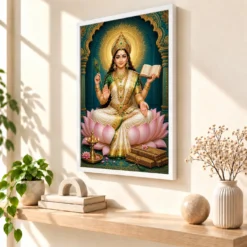 Vidya Lakshmi — Goddess of Knowledge Frame 15 Vidya Lakshmi — Goddess of Knowledge Frame — white frame warm console