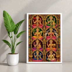 Ashta Lakshmi — Traditional Temple Style Frame — white frame console