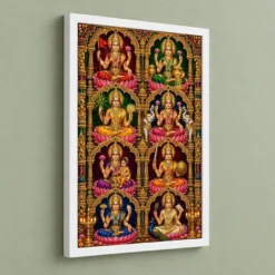 Ashta Lakshmi — Traditional Temple Style Frame — white frame angled wall