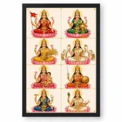Ashta Lakshmi — Modern Minimalist 8-Grid Frame — black frame clean