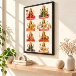 Ashta Lakshmi — Modern Minimalist 8-Grid Frame — black frame console