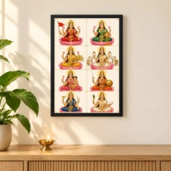 Ashta Lakshmi — Modern Minimalist 8-Grid Frame 11 Ashta Lakshmi — Modern Minimalist 8-Grid Frame — black frame pooja shelf