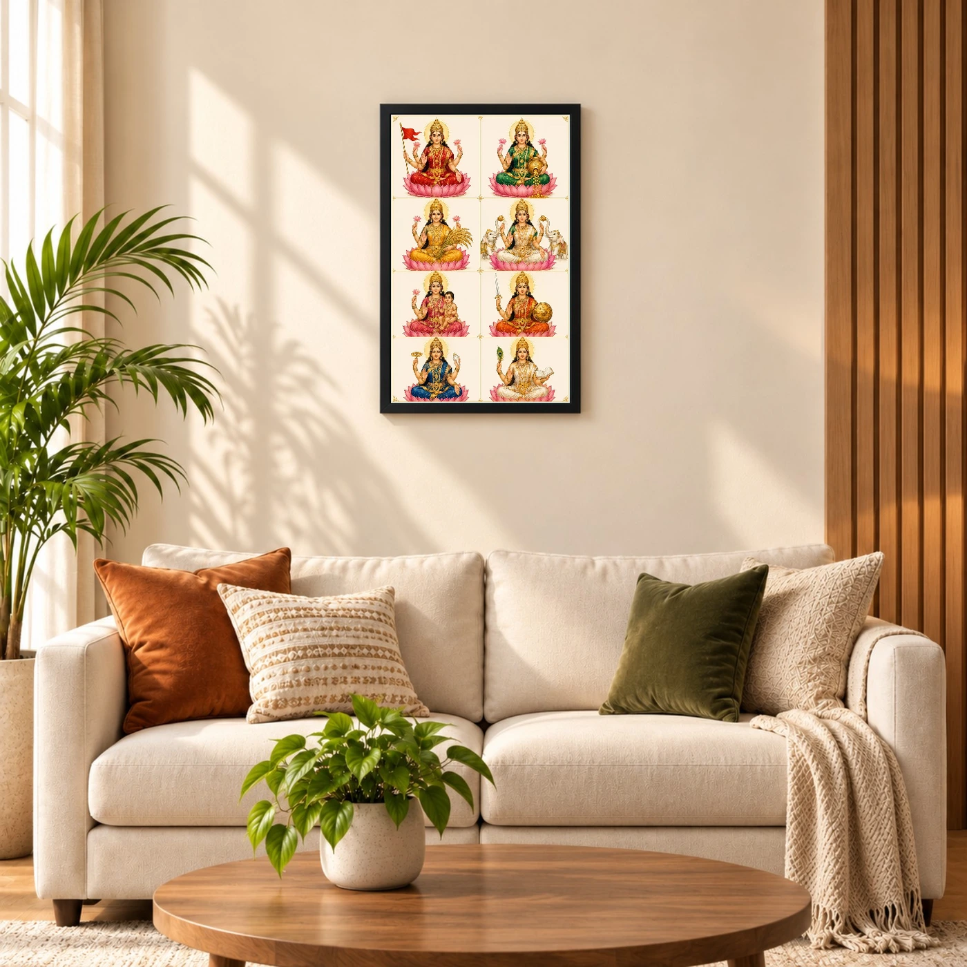 Ashta Lakshmi — Modern Minimalist 8-Grid Frame 58 Ashta Lakshmi — Modern Minimalist 8-Grid Frame — black frame
