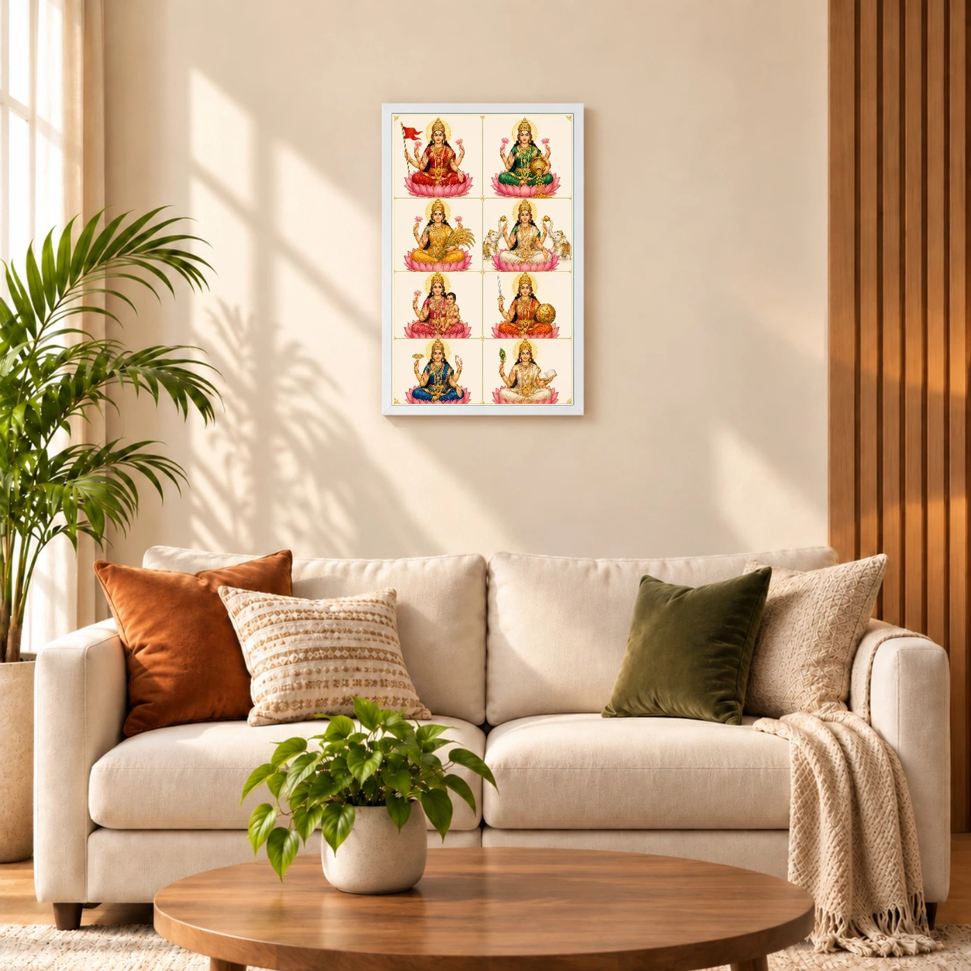 Ashta Lakshmi — Modern Minimalist 8-Grid Frame 9 Ashta Lakshmi — Modern Minimalist 8-Grid Frame — white frame sofa