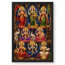 Ashta Lakshmi — Large Statement Wall Frame — black frame clean