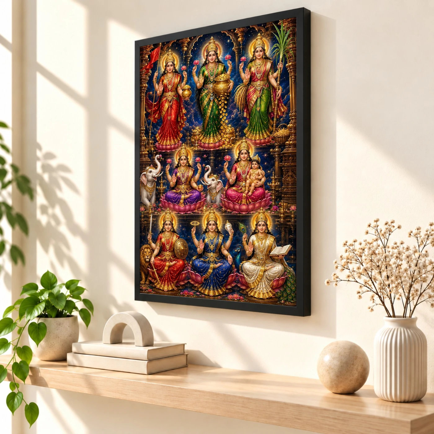 Ashta Lakshmi — Large Statement Wall Frame 56 Ashta Lakshmi — Large Statement Wall Frame — black frame