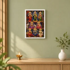 Ashta Lakshmi — Large Statement Wall Frame 14 Ashta Lakshmi — Large Statement Wall Frame — white frame distant wall