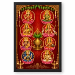 Ashta Lakshmi — Vertical Entrance Frame — black frame clean