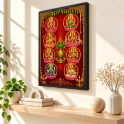Ashta Lakshmi — Vertical Entrance Frame — black frame console