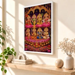 Ashta Lakshmi — Diwali Gifting Edition Frame — white frame warm console