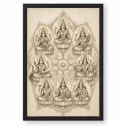 Ashta Lakshmi — Monochrome Sketch Frame — black frame clean