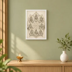 Ashta Lakshmi — Monochrome Sketch Frame — white frame distant wall