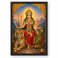 Sherawali Mata — Tiger Blessings Frame — black frame clean