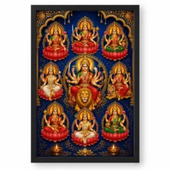 Navdurga — Nine Sacred Forms Frame — black frame clean