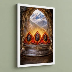 Vaishno Devi — Pindi Darshan Frame — white frame angled wall