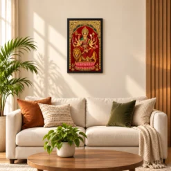 Durga — Tanjore Gold Traditional Art Frame — black frame sofa