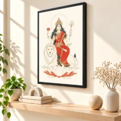 Durga — Modern Minimalist Ivory Frame — black frame console