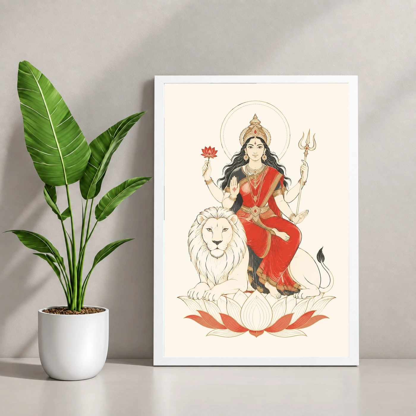 Durga — Modern Minimalist Ivory Frame 4 Durga — Modern Minimalist Ivory Frame — white frame console