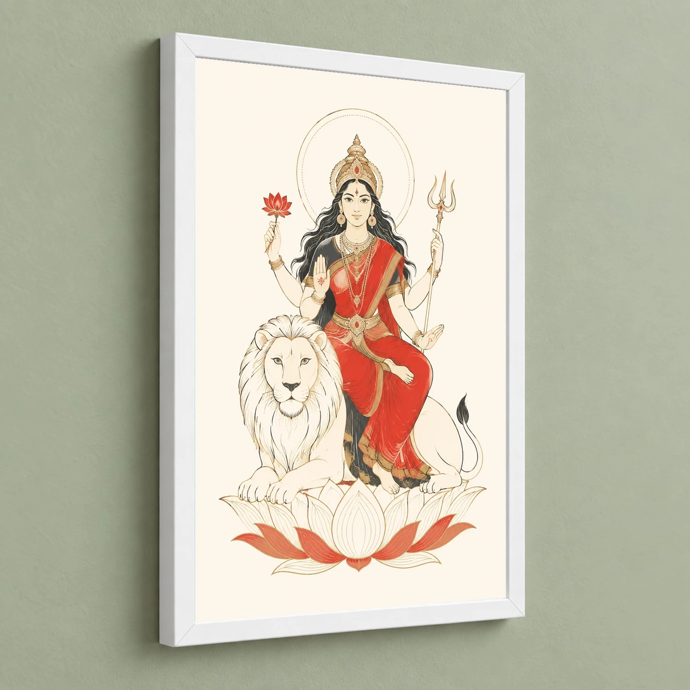 Durga — Modern Minimalist Ivory Frame 5 Durga — Modern Minimalist Ivory Frame — white frame angled wall