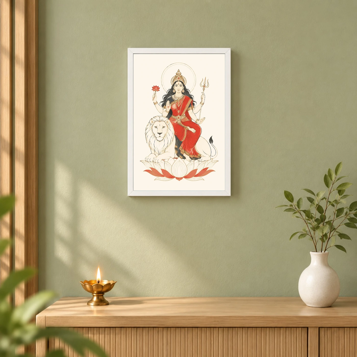 Durga — Modern Minimalist Ivory Frame 6 Durga — Modern Minimalist Ivory Frame — white frame distant wall