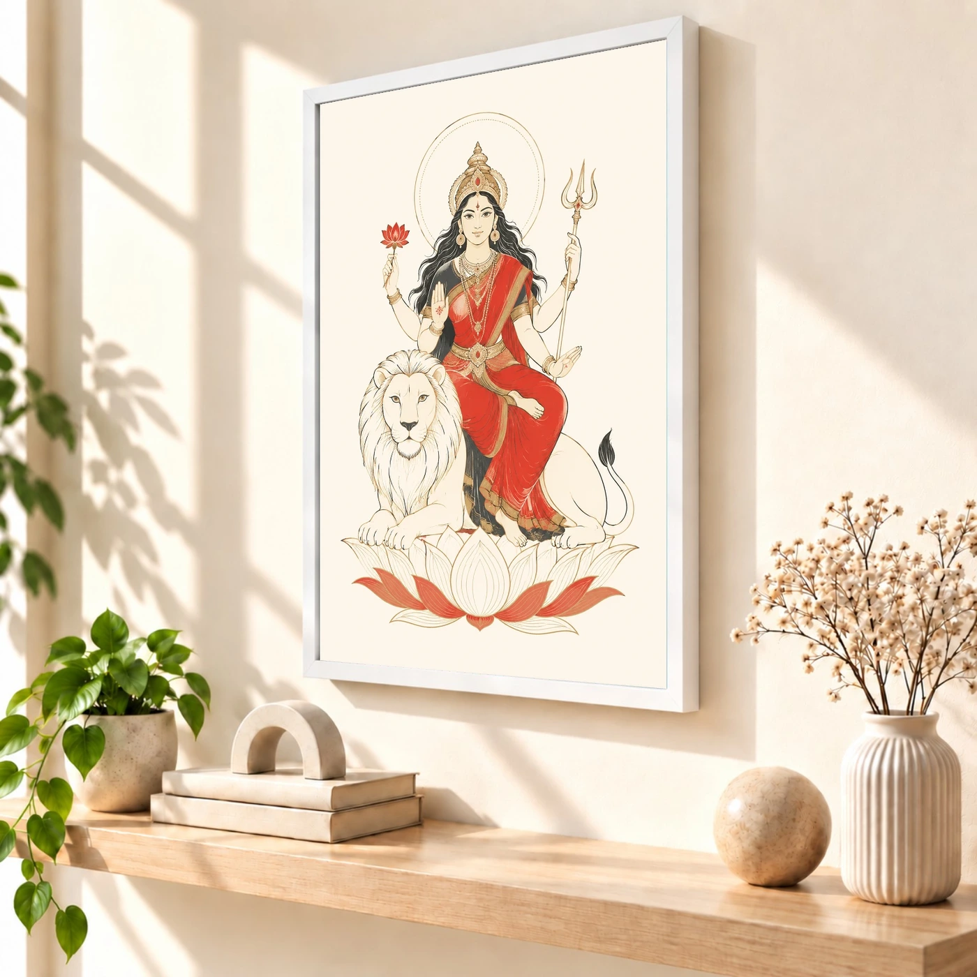 Durga — Modern Minimalist Ivory Frame 57 Durga — Modern Minimalist Ivory Frame — white frame
