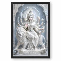 White Marble Durga — Silver Serenity Frame — black frame clean