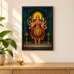 Durga — Main Entrance Protection Frame — black frame pooja shelf