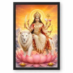 Durga Maa — Himalayan Sunrise Frame — black frame clean