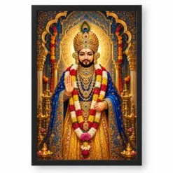 Khatu Shyam Blue Temple Radiance Photo Frame — black frame clean