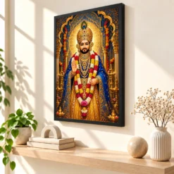 Khatu Shyam Blue Temple Radiance Photo Frame — black frame console