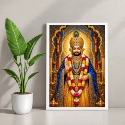 Khatu Shyam Blue Temple Radiance Photo Frame — white frame console
