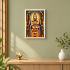 Khatu Shyam Blue Temple Radiance Photo Frame — white frame distant wall