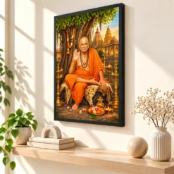 Swami Samarth Akkalkot Audumbar Photo Frame — black frame console